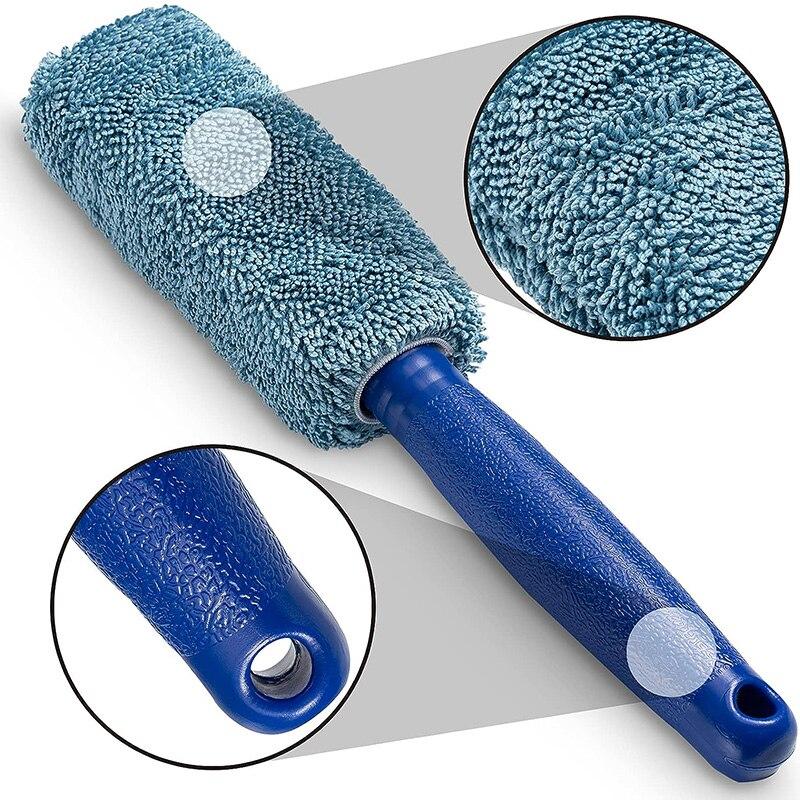 Car Wheel Wash Cleaning Car Wash Portable Microfiber Wheel Tire Rim Brush for Car with Plastic Handle Auto Washing Cleaner Tools