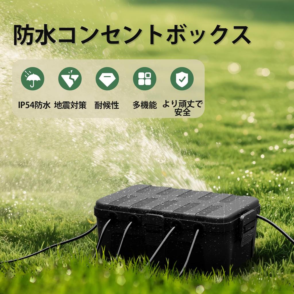 RESTMO Large Outdoor Power Outlet Box, Waterproof, IP54, Rainproof, Weatherproof, Ideal for Garden Lights, Timers, and Outlet Plugs, Black