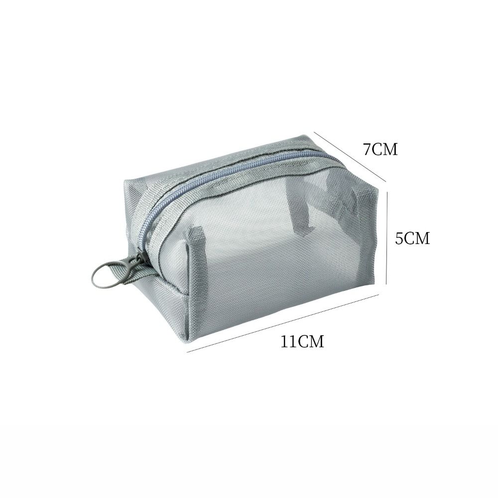Vintage Three-dimensional Square Nylon Mesh Coin Purse Pouch Large Capacity Key Lipstick Earphone Organizer Card Bag