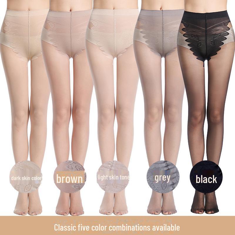 Frühlings-/Sommer Nahtlose Dünne Samtstrumpfhose mit Schmetterlingszwickel, Hakenfest, Vier-Wege-Stretch und Massage-Unterteil.