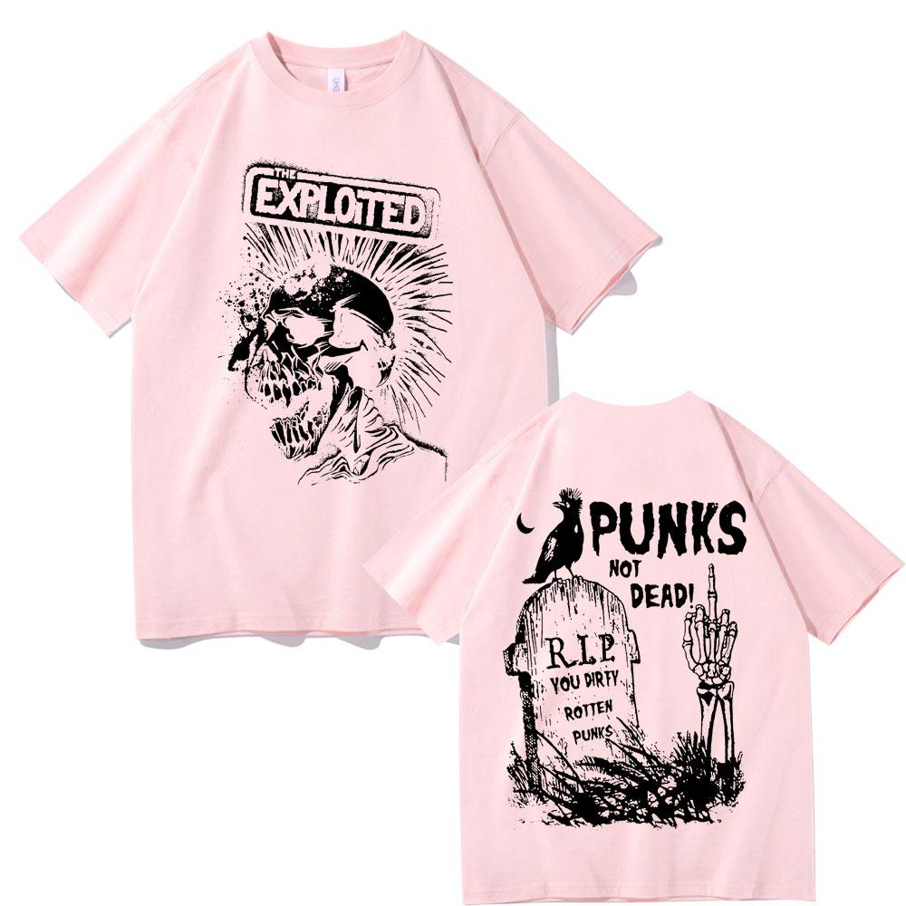 Heißer Verkauf Rockband The Exploited Grafik T-Shirt Punks Not Dead Print T-Shirts Männer Frauen Hip Hop Gothic Punk Übergroße T-Shirts
