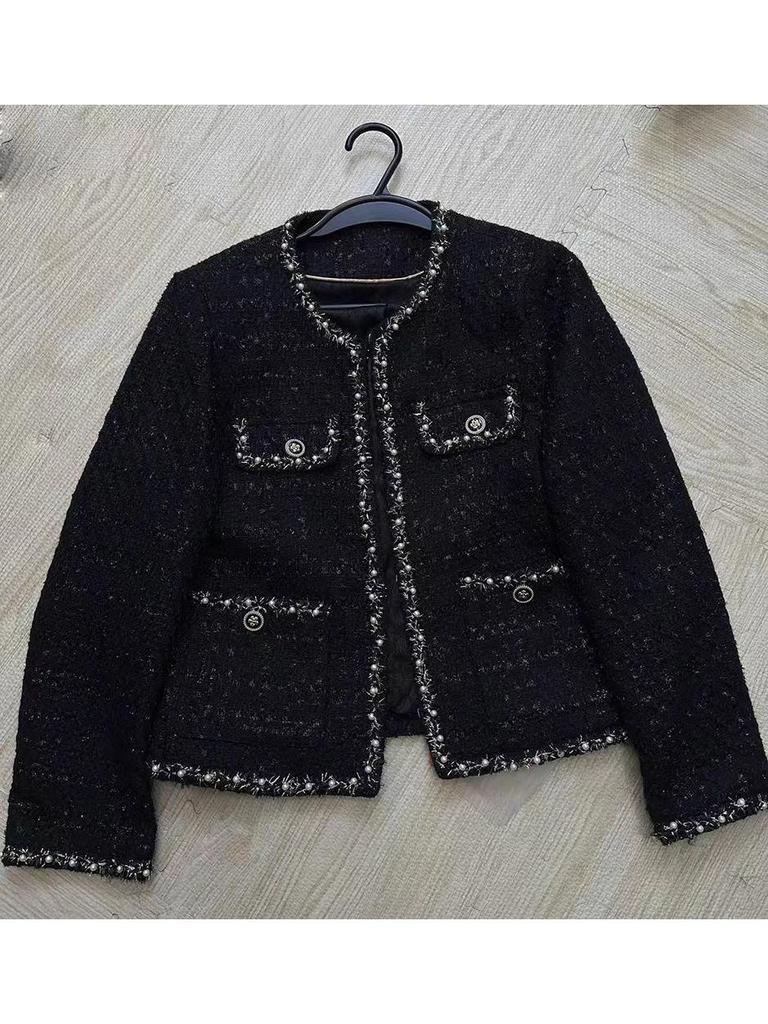 Marken-Boutique Herbst/Winter 2025 Lurex-Wolle Tweed Kurzmantel