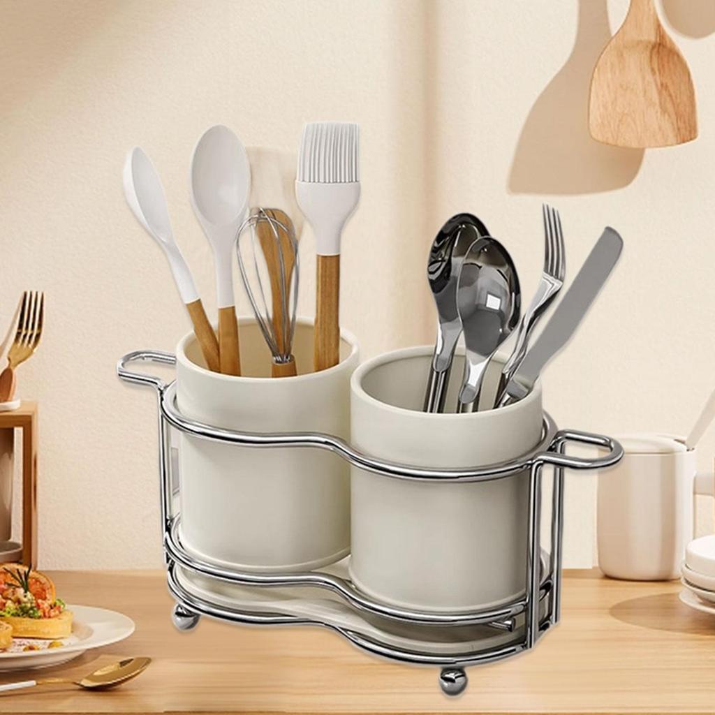 Utensil Holder Cutlery Holder Metal Stable Base Organizer Silverware Rack for