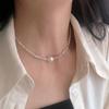 Elegant Sterling Silver Pearl Women's Clavicle Necklace - Trendy and Versatile Design.