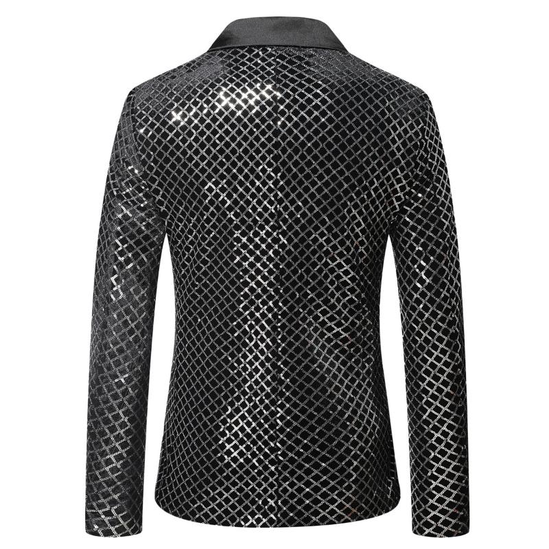 Herrenanzug, Smoking, Partymantel, Pailletten, Gentleman-Blazer, Jacke, Ein-Knopf-Anzug