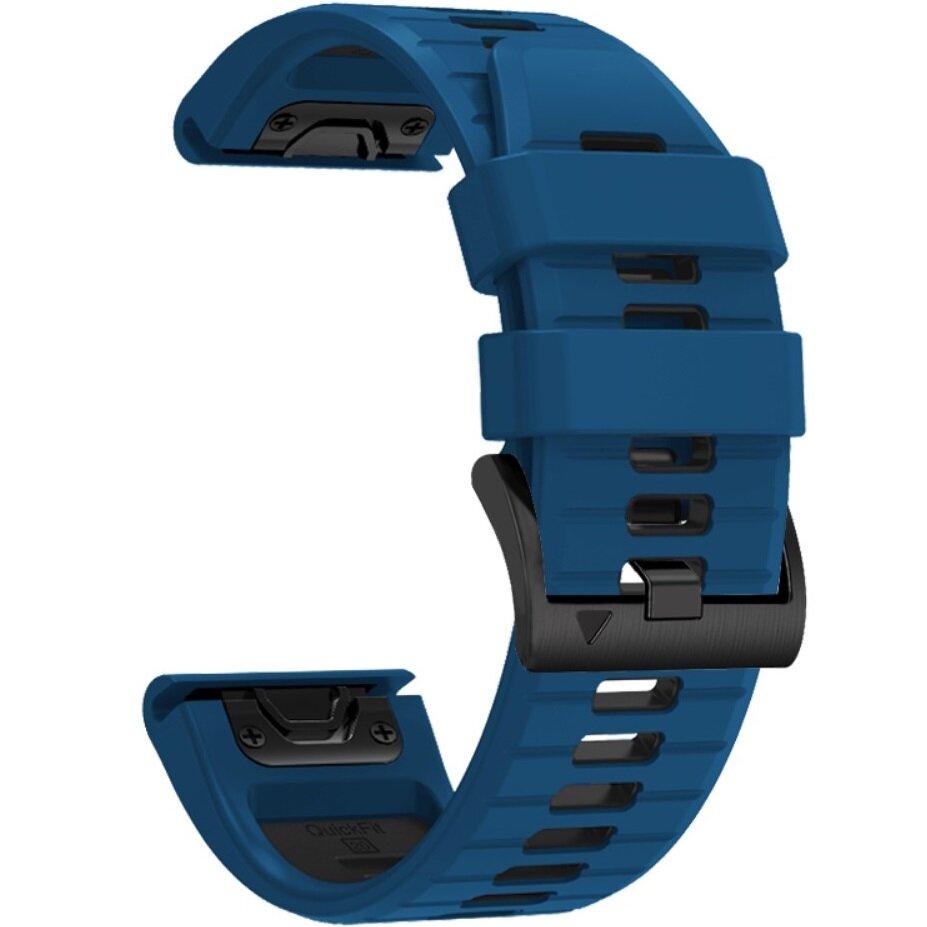 QuickFit Silicone Strap for Garmin Fenix 22mm, Blue / Black