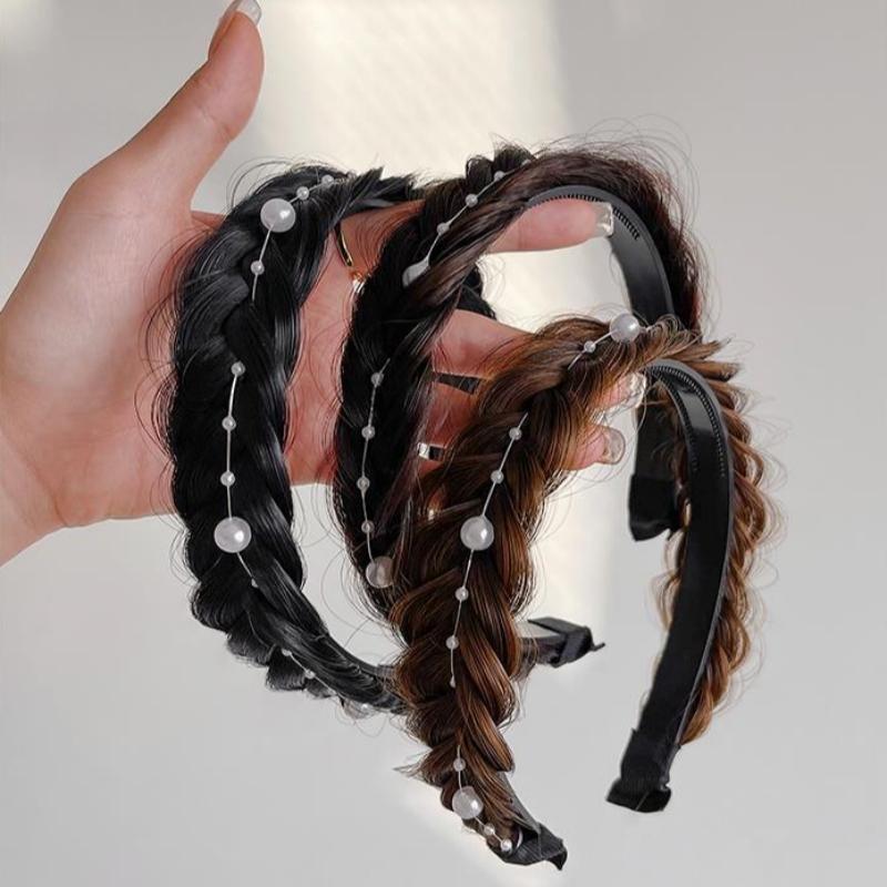 Stylish Anti Slip Fishbone Braid Wig 1Piece Headband Women's Fashion Hairband Hair Accessories Suitable For Dress