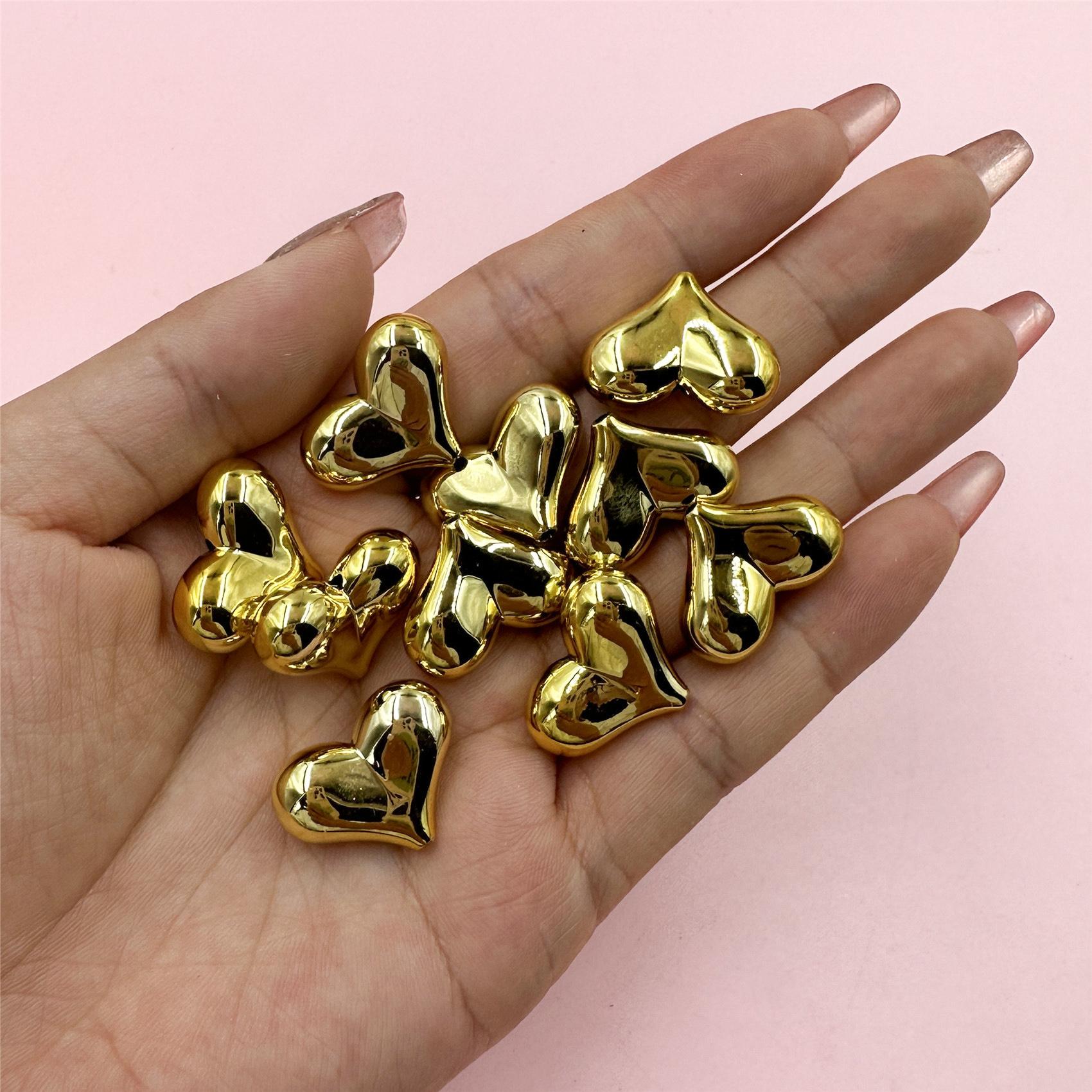 

10 шт 22*16 мм акриловые большие бусины в форме сердца для самостоятельного изготовления аксессуаров для изготовления ювелирных изделий золотой