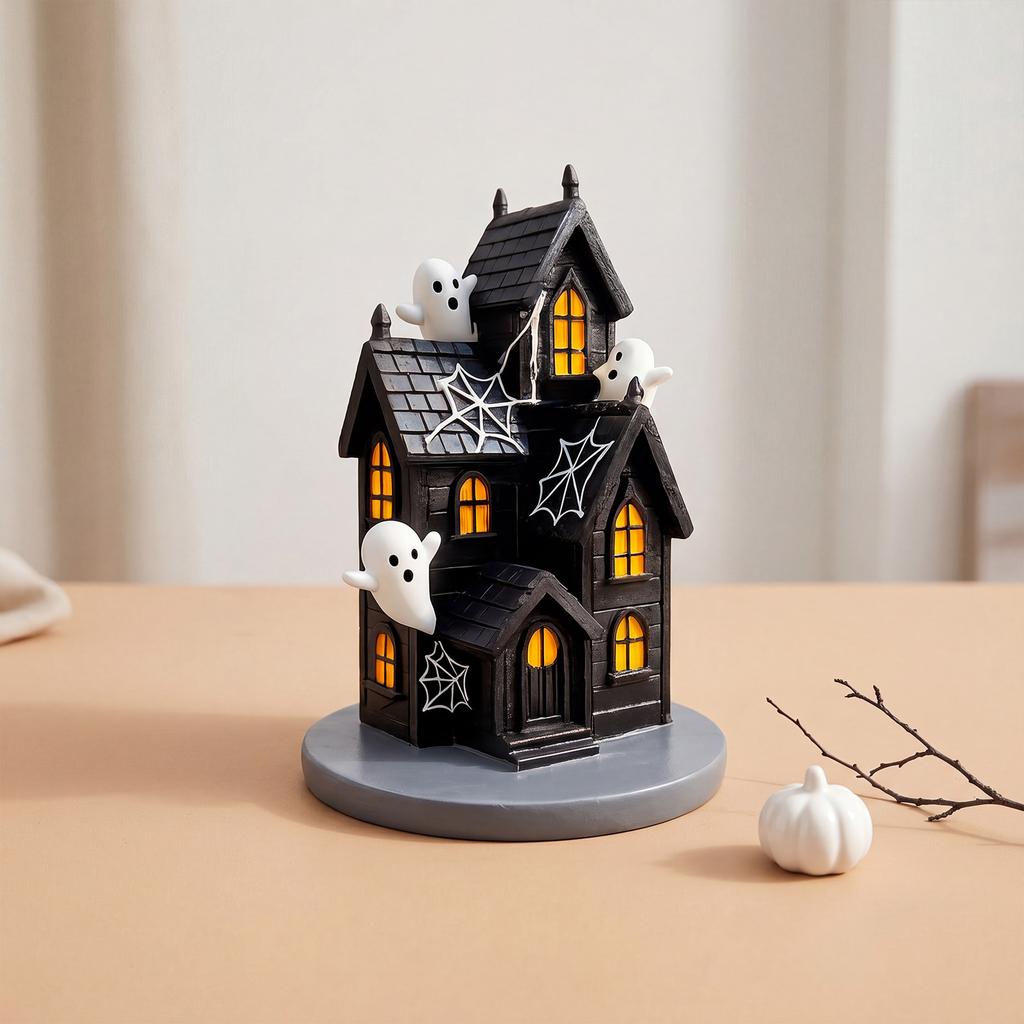 DOWMOO Halloween House Statue Quirky Gift for Party Home Festive Creative Decor less