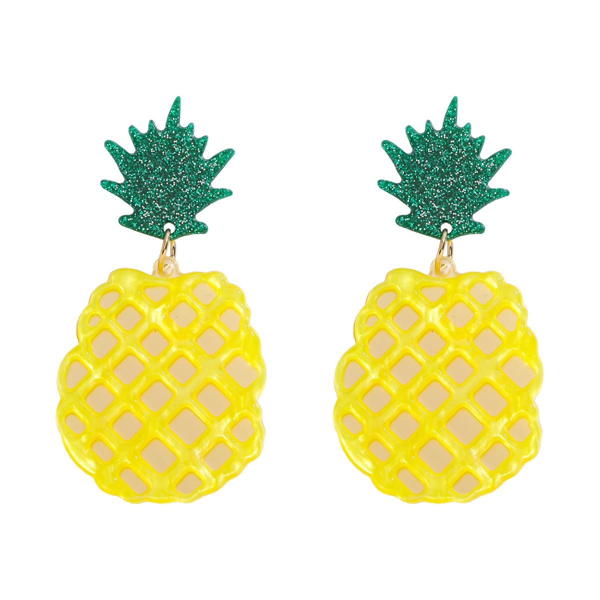 European and American pineapple plate earrings fashion personality resin fruit earrings daily simple versatile earrings women