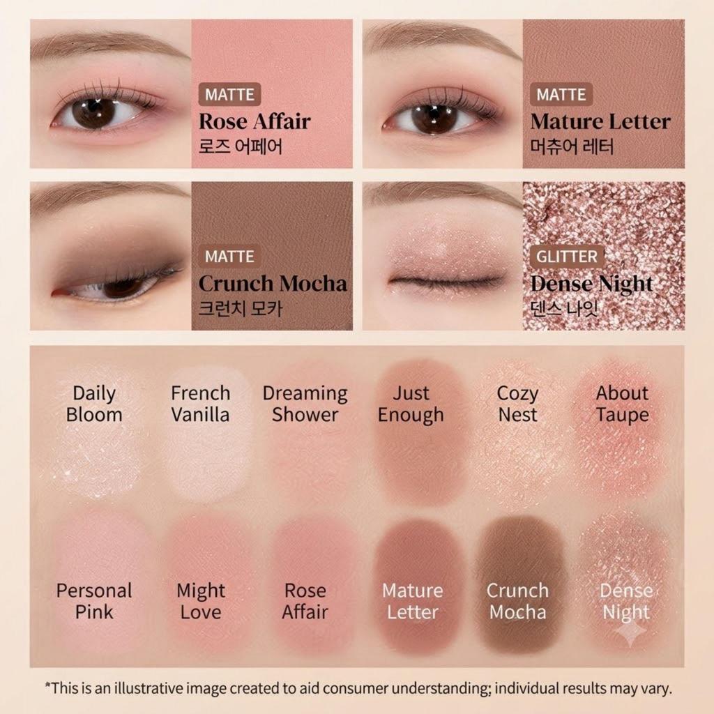CLIO Pro Eye Palette Air #02 Rose Connect Korean Eyeshadow Palette Makeup