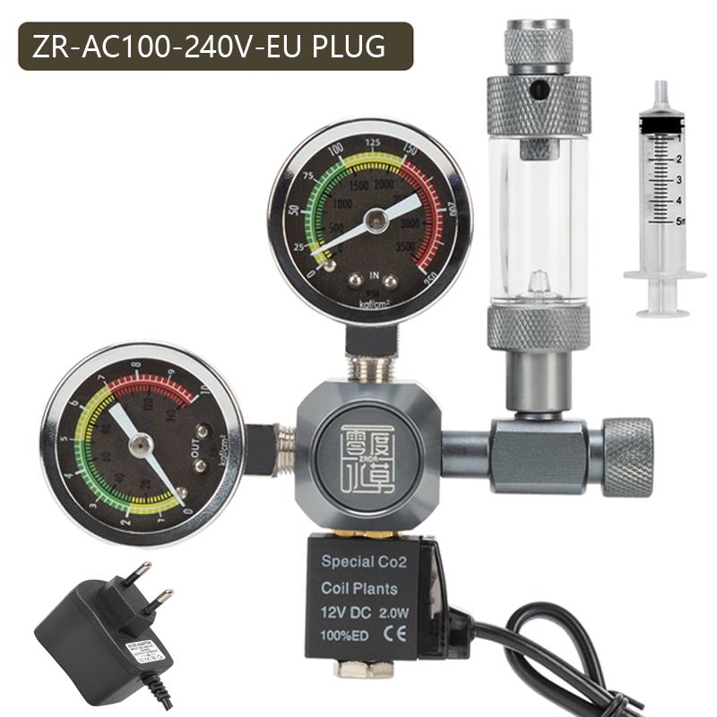 ZRDR Aquarium CO2 Regulator Electromagnetic Valve Bubble Gauge Cylinder Pressure Control Fish Tank CO2 Pressure Reducing Valve W21-8