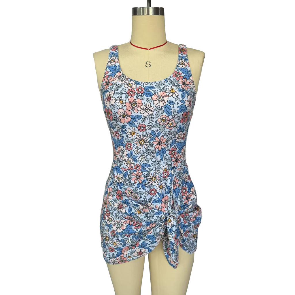 Spring and Summer Women's Sexy Bikini Slim Fit Dress Swimsuit with Printed European and American One-piece Swimsuit