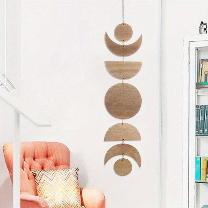 1PC Vintage Sun and Moon Wooden Pendants for Home Decoration Raw Wood Chips Handicrafts