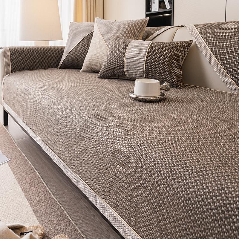 Japanese-Style Cotton And Linen Sofa Cushion, Non-Slip Sofa Cover, All-Season Universal Backrest Cover Cloth Towel