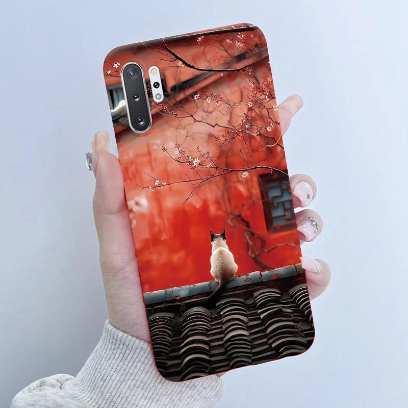 For Samsung Galaxy Note 10 Plus N970F N975F Phone Case Butterfly Flower Girl Design Soft Silicone TPU Back Housing Note10 Covers