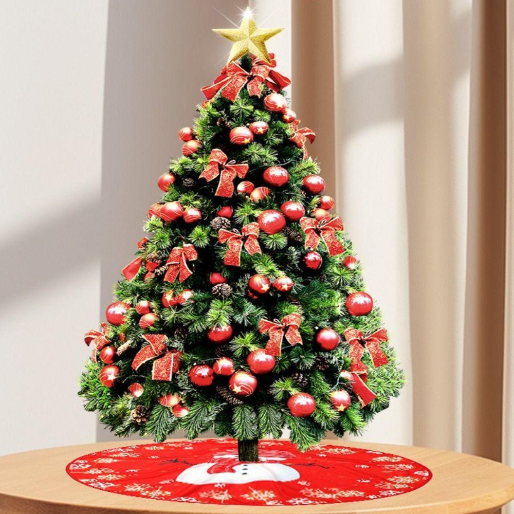 Snowflake Print Christmas Tree Skirt Santa Claus Printed Christmas Decoration  Home Holiday