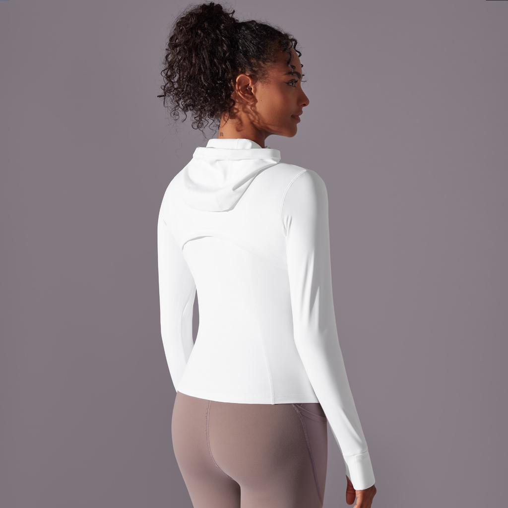 Outdoor Sun Protection Clothes, Tight Fitting Sports Running Fitness Tops, Yoga Clothes, UV Resistant Breathable Hooded Zipper Jacket