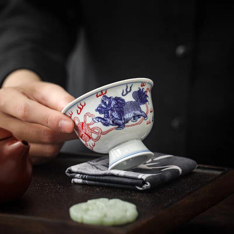 Blue And White Teacup Kung Fu Tea Set Ceramic Master Cup Single Cup Household Couple Cup Small Tea Cup Tea Cup Gift Box