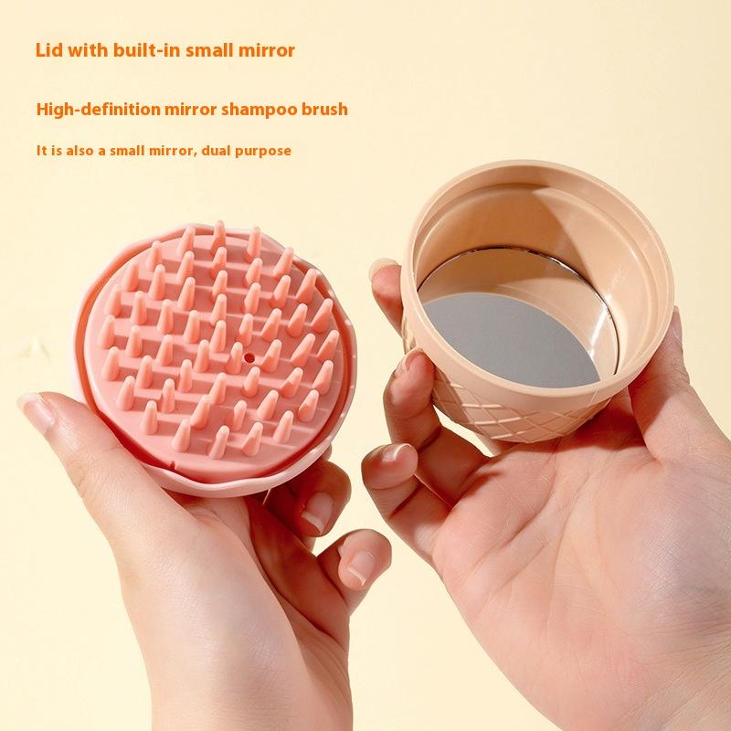 Eiscreme-Form Kopfhautmassagekämme mit Deckel und Spiegel Shampoo-Massagebürste für Kinder Haarwäsche Salon Friseurwerkzeug