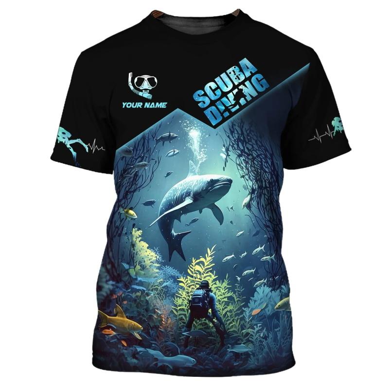 Men's Diving Enthusiast Round Neck Short Sleeved T-shirt