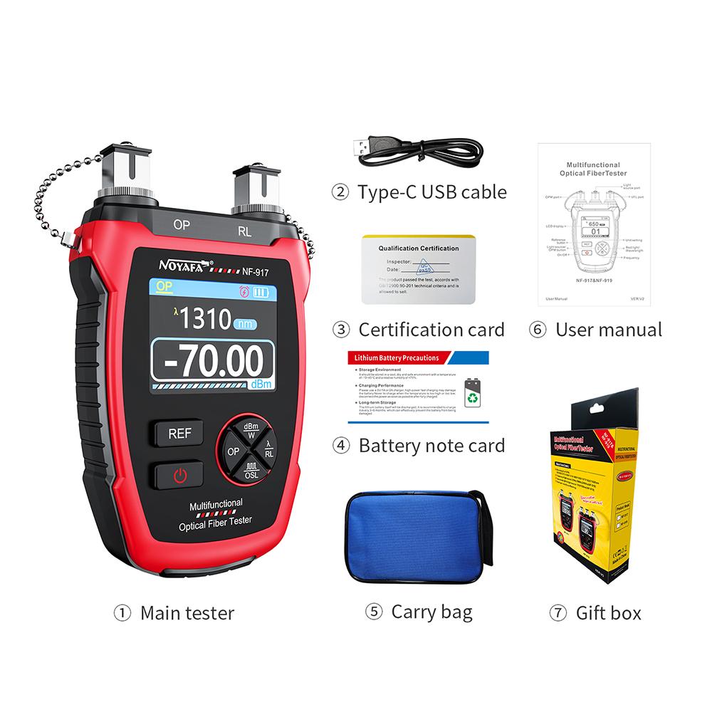 

NOYAFA NF-917 Optical Power Meter REF Fiber Tester Visual Fault Locator FC SC Light Attenuation Measurement NF-917