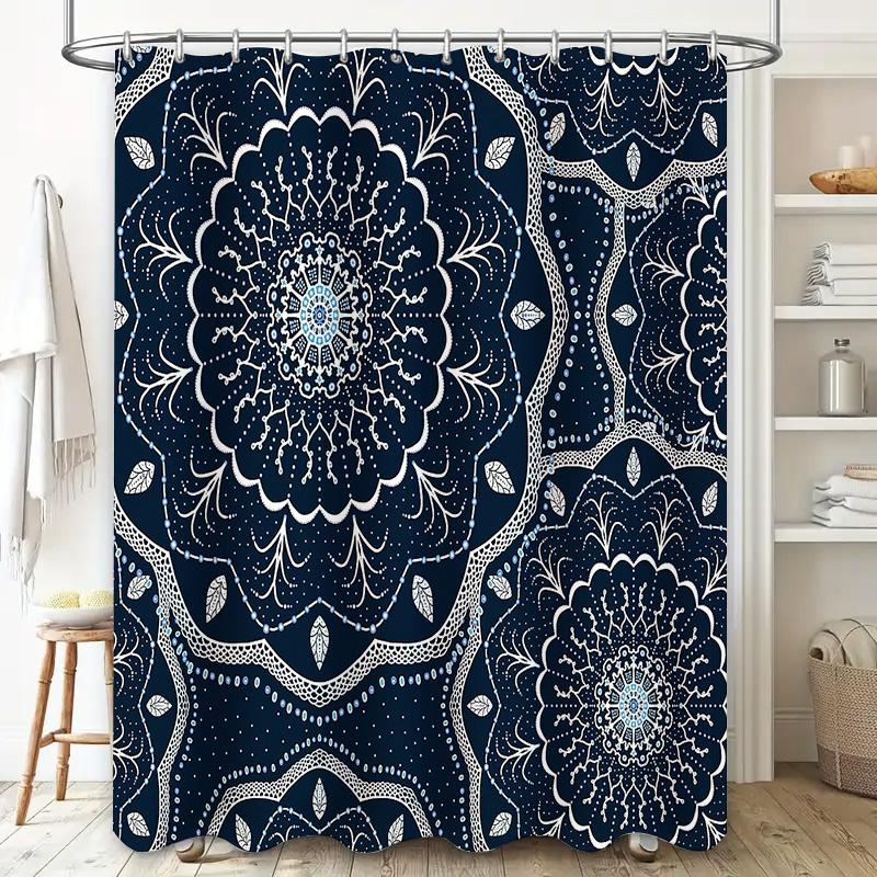 Boho Shower Curtain Floral Nature Pattern Bathroom Decor Vintage Farmhouse Backdrop Waterproof Fabric