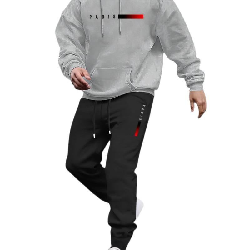 Mens Hooded Oversized Cotton Blend Sweatshirt Set Long Sleeve Top Pants Casual Sportwear