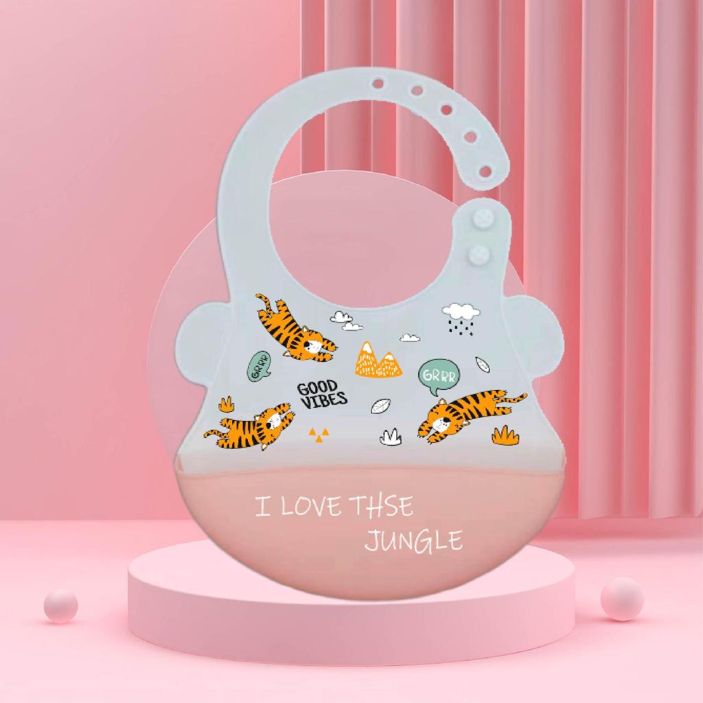 Waterproof Silicone Baby Bib - Large, Wash-Free, Drool & Meal Bib for Newborns and Children