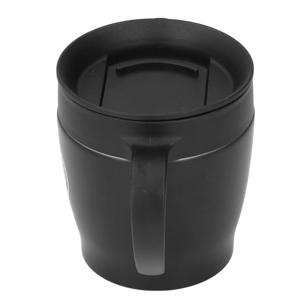 Kaffeebecher 330ml Griff Tragbar Edelstahl Wärmedämmwirkung Heißwasserbecher BüroSchwarz