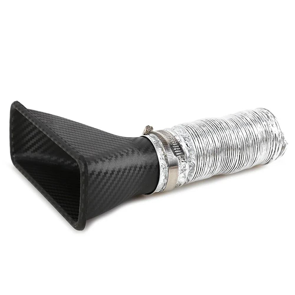 1 pieza Universal Coche Parachoques Delantero admisión de aire Turbo Kit Tubo de Admisión de Aire ABS Kit de Entrada de Turbina Tubo Embudo de Aire Aspecto Fibra de Carbono