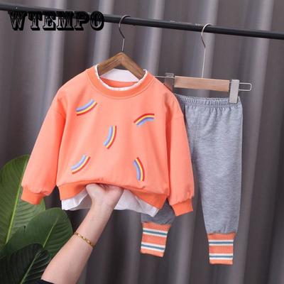 Baby Girl Spring Children's Clothing 0-4 Years Old Two-piece Cartoon Cute Long-sleeved Suit Autumn Trousers