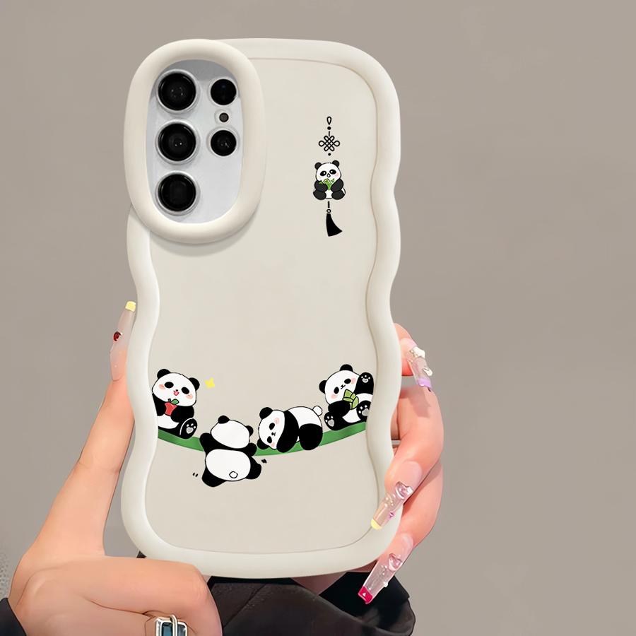 Cartoon Cute Panda Soft Phone Cover Case for Samsung Galaxy S21 S25 A26 S23 Plus S22 Ultra S20 FE A25 S24 A36 A54 A35 A34 A24