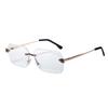 JYL Rimless Rectangle Sunglasses UV400 Women Clear Small Square / T22137