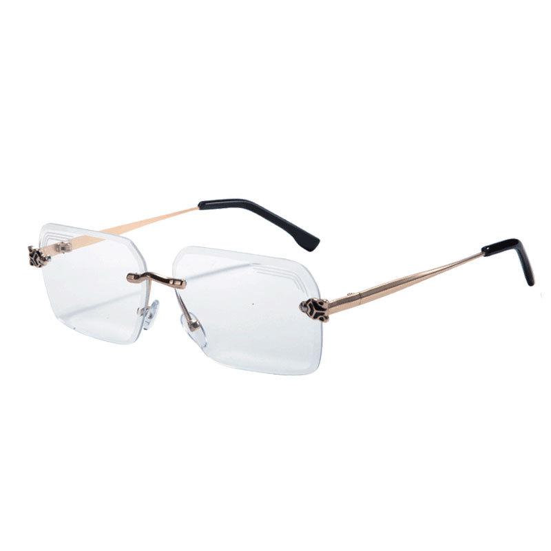 JYL Rimless Rectangle Sunglasses UV400 Women Clear Small Square / T22137