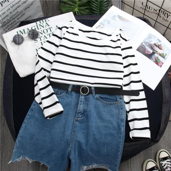 O-Neck Long Sleeves Loose Fit Women Blouse Autumn Winter Korean Style