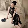 Women's Embroidered Improved Cheongsam Sexy Split Skinny Dress