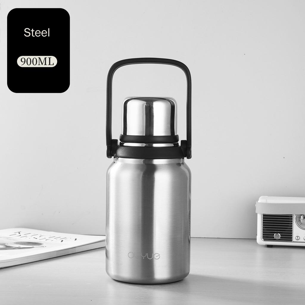MeyJig Termosflaska med stor kapacitet Vakuumflaska Rostfritt stål Isolerad Termisk Vattenflaska 900ml
