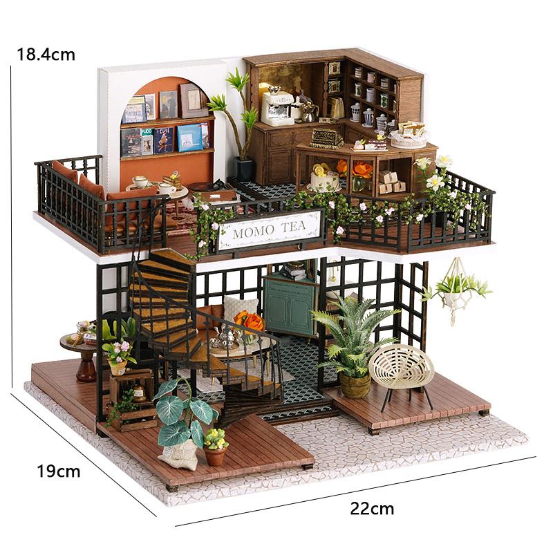Maison de Poupée Miniature en Bois Puzzle 3D Assemblage Modèle de Construction Kits Petite Pièce Maison Avec Meubles Éclairage Jouets en Bois Pour Cadeaux