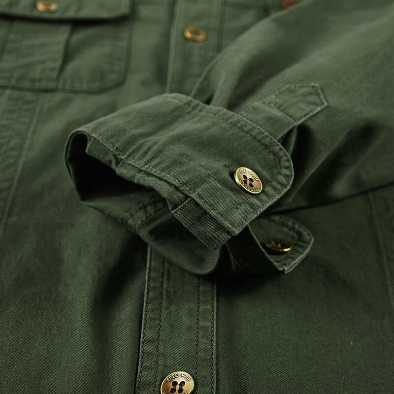 JEEP SPIRIT Men's Washed Long Sleeve Workwear Shirt