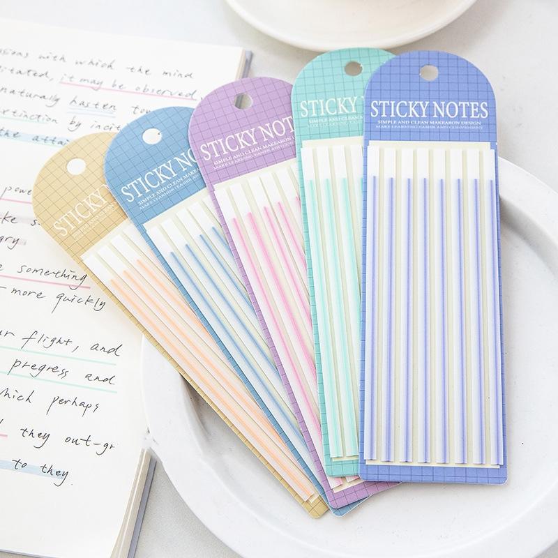1pcs Macaron Color Sticky Strips 160 Sheets Fluorescent PET Transparent Memo Pad Index Stickers Office