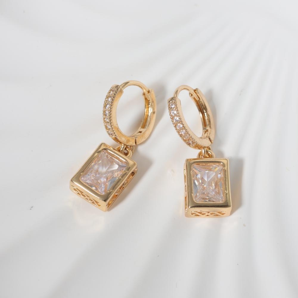 Trendy Square Dangle Earrings for Women Fashion Zirconia Earrings Jewelry Party Accessories