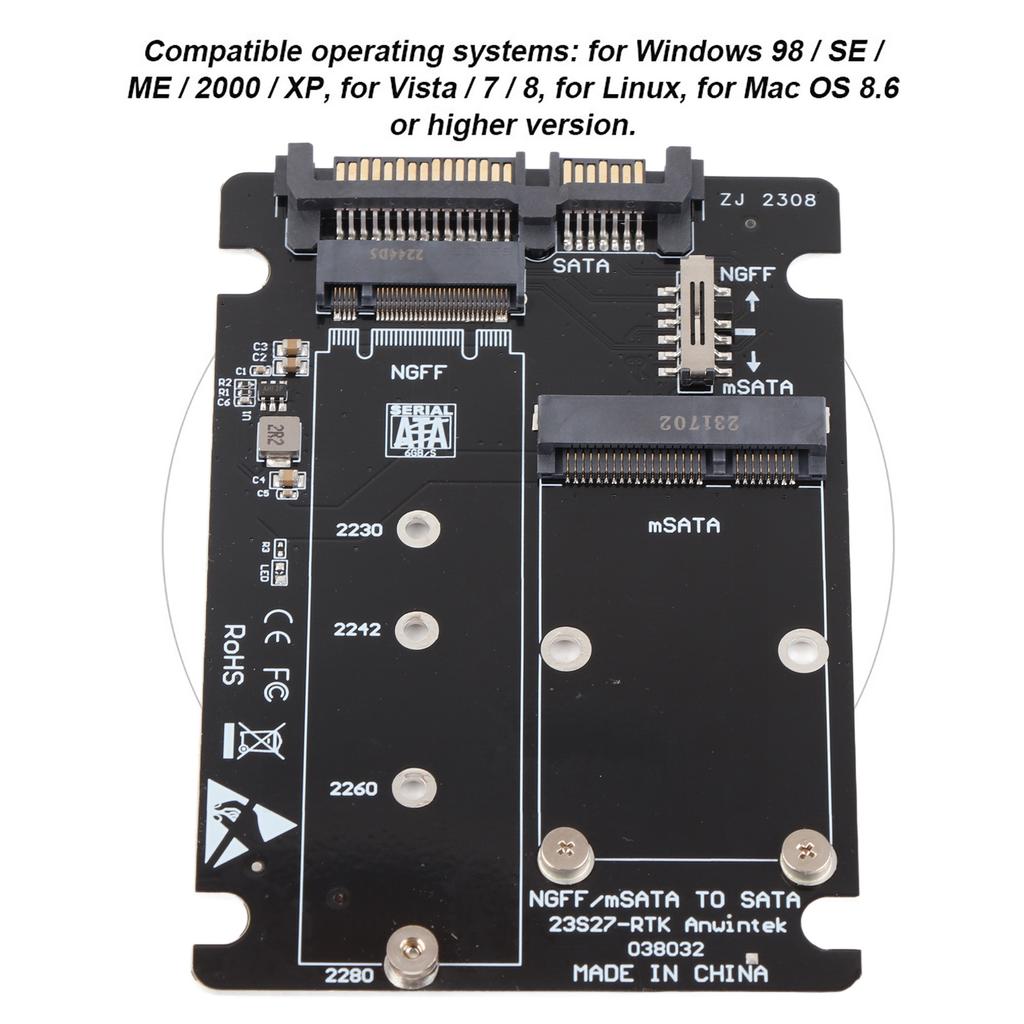2 в 1 Mini M.2 NGFF & MSATA SSD to SATA 3.0 Hard Disk Adapter Converter Card