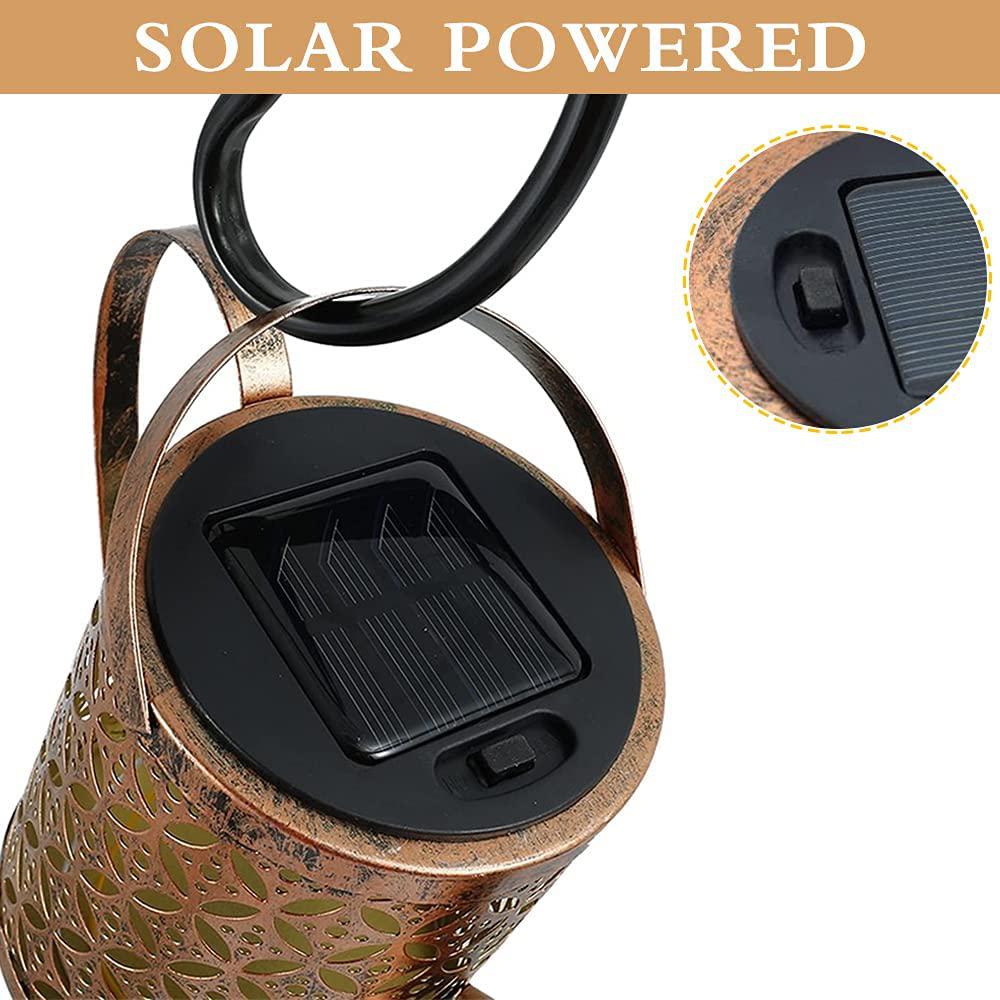 Solar-Gießkannenlichter, wasserdichte Außenduschlichter, LED-Feenlampe, hängende Retro-Metalllaterne für die Gartendekoration