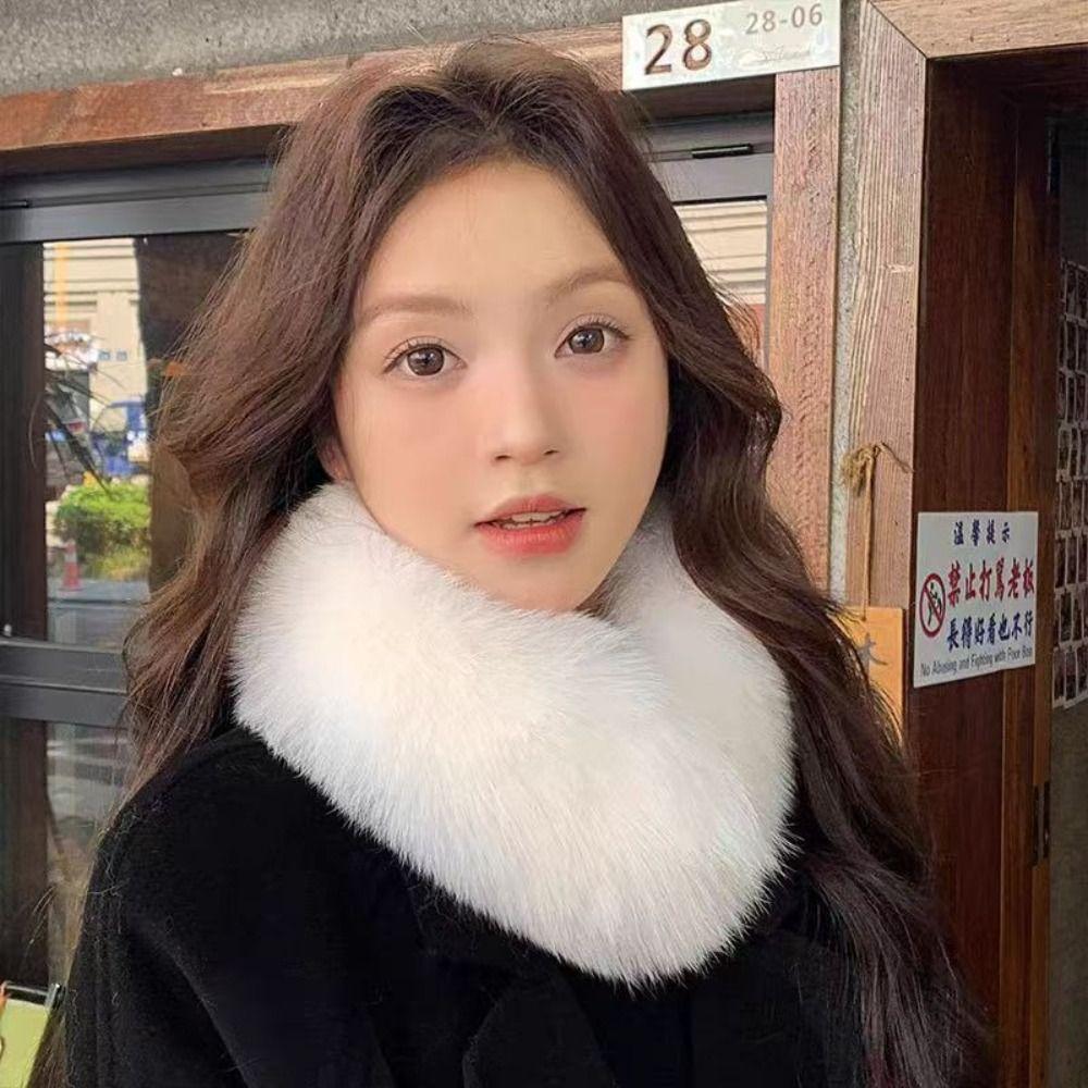 Plush Double Sided Scarf Thick Warm Fur Collar Trim Winter Neck Protection