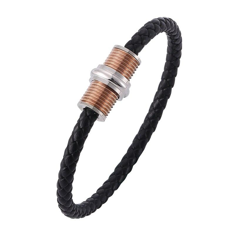 Fashion Round Rope Male Female Leather Bracelet Charm 4 color Magnetic Clasp Bracelets&Bangles Jewelry Gifts