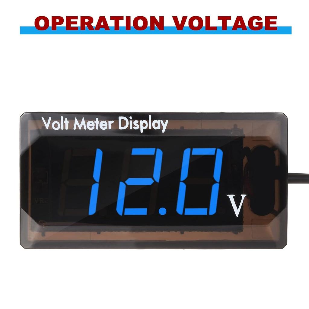 DC 4-28V Car Digital Voltmeter 12V Voltage Meter Car Audio Gauge LED Display 12V Meter Waterproof Voltage Gauge Meter for Car M