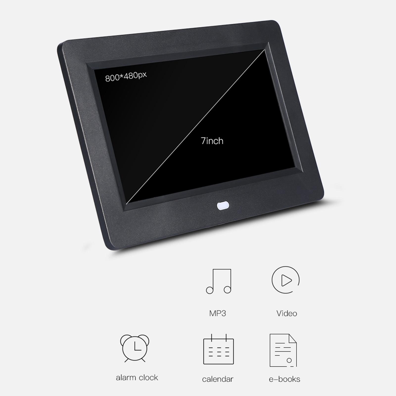 

7inch Screen 1024X600 Digital Photo Frame Clock Music Video Player with Remote Control (Black)