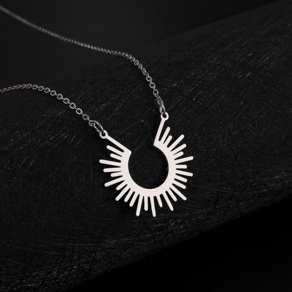 Collana Pendente Raggio di Sole Donna Catena in Acciaio Inossidabile Collane Gioielli da Collo Bohemien Regali per Amici