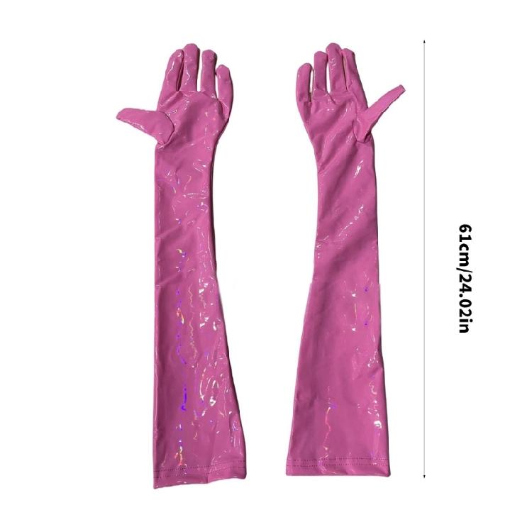 Elegant High Gloss Tight Gloves PU Leather Long Gloves for Fashionable Women Evening Event and Themed Parties Gathering